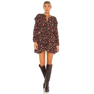 Free People Flower Fields Mini Dress in Dark Combo Womens Size Small Black
